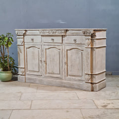 Handmade Solid Hard Wood Carved Sideboard White