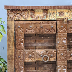 Vintage Old Door Hand Carved Solid Wood Buffet Sideboard