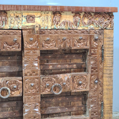 Vintage Old Door Hand Carved Solid Wood Buffet Sideboard