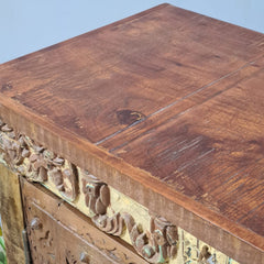 Vintage Old Door Hand Carved Solid Wood Buffet Sideboard