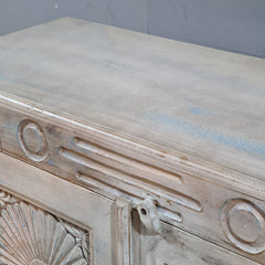 Vintage Old Door Hand Carved Solid Wood Buffet Sideboard