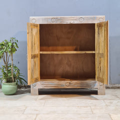 Vintage Old Door Hand Carved Solid Wood Buffet Sideboard