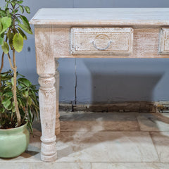 Wooden Solid Mango Wood Hand Made Console with 2 Drawers Table