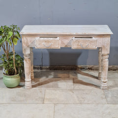Wooden Solid Mango Wood Hand Made Console with 2 Drawers Table