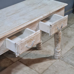 Wooden Solid Mango Wood Hand Made Console with 2 Drawers Table
