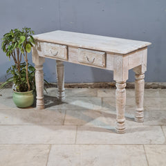 Wooden Solid Mango Wood Hand Made Console with 2 Drawers Table