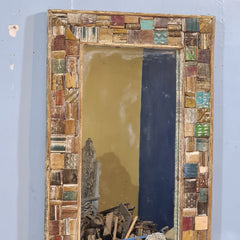 Vintage Reclaimed Wood Floor Mirror – Handmade Rustic Mosaic Frame Mirror with Multi-Color Wooden Detailing