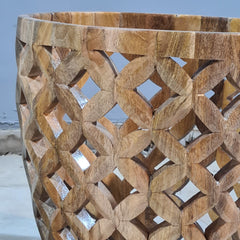 Vintage Natural Wooden Planter Cover – Handcrafted Bohemian Lattice Basket for Indoor Plants & Decor