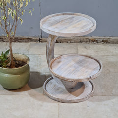 Handcrafted Multi-Tier Wooden Side Table – Rustic Solid Wood Display Stand & Accent Table for Living Room Decor