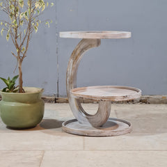 Handcrafted Multi-Tier Wooden Side Table – Rustic Solid Wood Display Stand & Accent Table for Living Room Decor