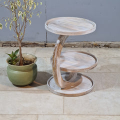 Handcrafted Multi-Tier Wooden Side Table – Rustic Solid Wood Display Stand & Accent Table for Living Room Decor