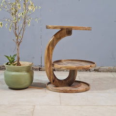 Handcrafted Multi-Tier Wooden Side Table – Natural Solid Wood Display Stand & Accent Table for Living Room Decor