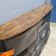 Industrial Truck Front Bar Counter – Handcrafted Metal & Wood Reception Counter | Vintage Retro Cafe Counter