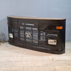 Industrial Truck Front Bar Counter – Handcrafted Metal & Wood Reception Counter | Vintage Retro Cafe Counter