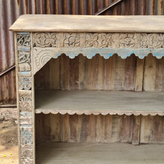 Hand-Carved Wooden Display Shelf | Rustic Open Bookcase & Storage Unit