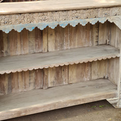 Hand-Carved Wooden Display Shelf | Rustic Open Bookcase & Storage Unit