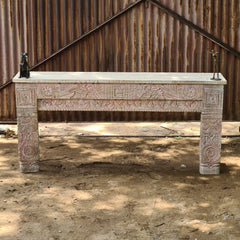 Hand-Carved Wooden Console Table | Whitewash Entryway Table | Handmade Rustic Sofa Table | Decorative Hallway & Foyer Furniture