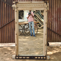 Full Length Reclaimed Wood Mirror | Rustic Floor Standing Mirror | Handmade Wooden Mirror Frame with Iron Details | Farmhouse Bedroom & Entryway Decor