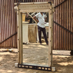 Full Length Reclaimed Wood Mirror | Rustic Floor Standing Mirror | Handmade Wooden Mirror Frame with Iron Details | Farmhouse Bedroom & Entryway Decor