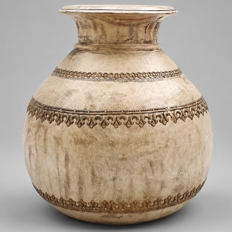 Product Features: SKU: MMPIE56117 Type: Wooden Brass Worked Pot / Planter Dimensions: 18 × 18 × 29 cm (W × D × H)Material: Make My Piece Australia.