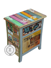 Pandora Hand Painted Indian Solid Wood Colored Side Table Multicolour