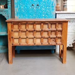 Handmade Carved Solid Hard Wood Console Table With Iron Fittings