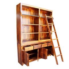 Boston Kompact Light Solid Wood Large Bookcase With Drawers