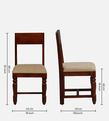 Shanti Surprise Sheesham Wood Dining Chair In Scratch Resistant Honey Oak Finish With Brass Cladding ( Set Of 2 )