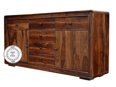 Indian Solid Wood Buffet Sideboard With Drawers Chocolate Brown