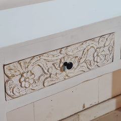 Hand Carved Solid Wood 2 Drawers Console Hall Table 51