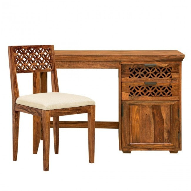 Addison Hand Carved Desk Set - 1 Study Table & 1 Chair