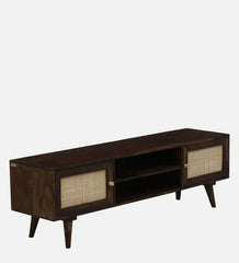 Rattan Elegance Series Mango Wood Tv Unit Console in Black Finish