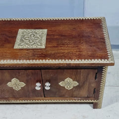 Indian Antique Brass Work Solid Wood TV Unit 54