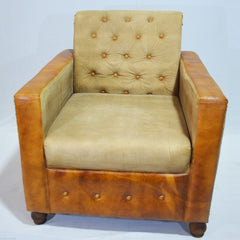 CHESTERFIELD Aged leather Couch Sofa