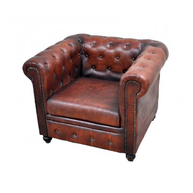 CHESTERFIELD Aged leather Couch Leather Lounge Couch