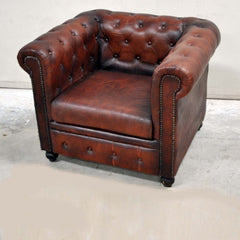 CHESTERFIELD Aged leather Couch Leather Lounge Couch