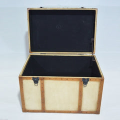 Aged Leather Suede Brown Blanket Box