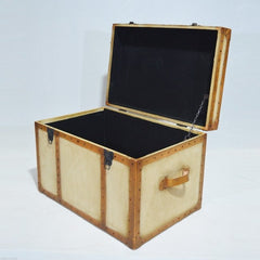 Aged Leather Suede Brown Blanket Box