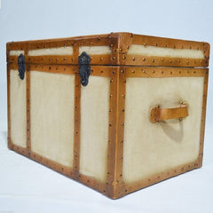 Aged Leather Suede Brown Blanket Box