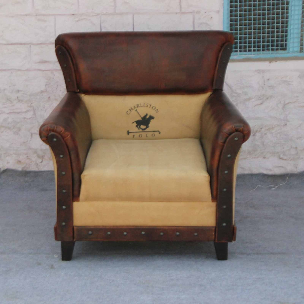 Charleston Polo Aged Leather Armchair