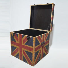 Aged Leather Canvas Union Jack Blanket Box Toy Chest Square