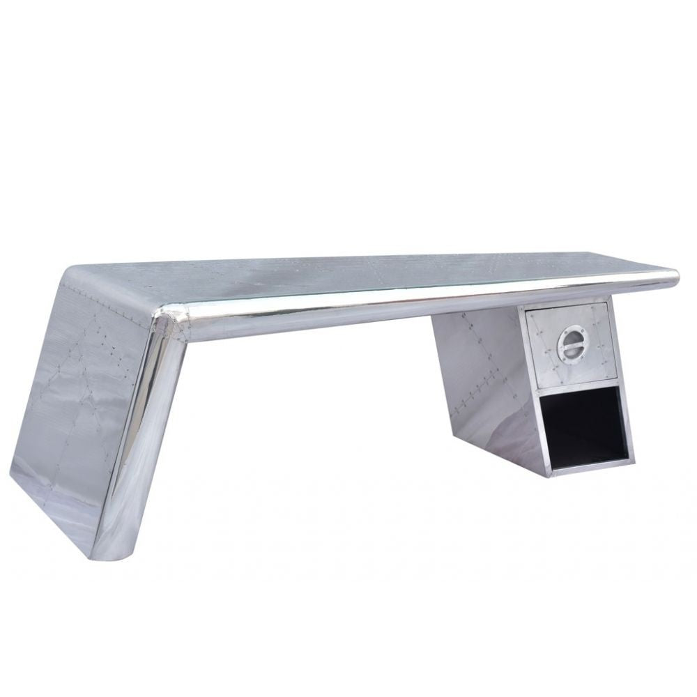 Aviator Aluminium Aviation rivet detail unusual rectangle coffee table 130x60x45cm