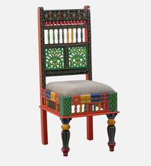 Brush & Timber Handmade Solid Wood Dining Chair In Hand-Painted Multicolour