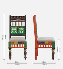 Brush & Timber Handmade Solid Wood Dining Chair In Hand-Painted Multicolour