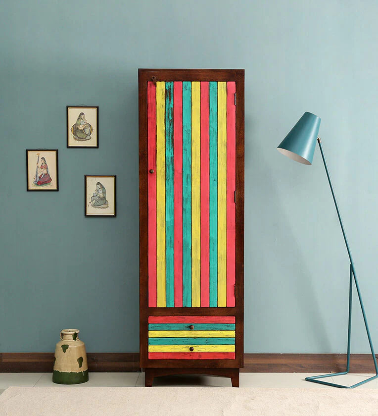 Rainbow Handmade Solid Wood Cabinet In Multi Colour