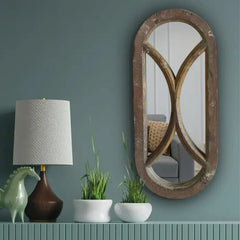 Handmade Antique Old Wood Arched Mirror Frame 25x5x60Cm