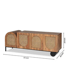 Rattan Elegance Series Mango Wood Tv Unit Console in Natural Finish