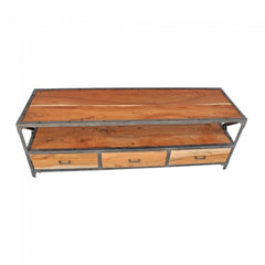 Angle Industrial Wood Metal TV UNIT