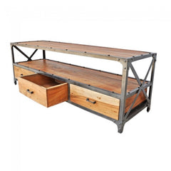 Angle Industrial Wood Metal TV UNIT