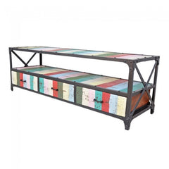 Angle Industrial Wood Metal TV UNIT